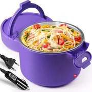 Lunchbox elettrica per donne, 1L 80W 12V/24V/220V, termica, regalo elegante per ufficio, auto, viaggio, palestra, dieta (lavanda e viola)