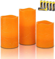 Set di candele LED con timer per autunno e Halloween candele a olio di cera LED con luce calda bianca senza fiamma con timer inclusa, con 3-6 batterie incluse