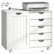 Scrivania con cassetti e ruote ¨C zephmum ¨C 5 cassetti, USB, bianco