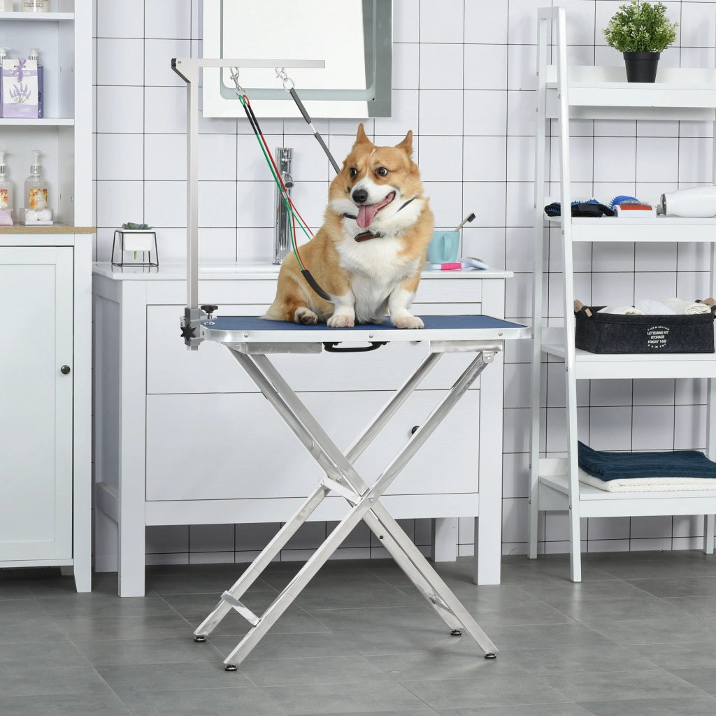 Supporto Toeletta Pieghevole Per Cani ¨C Zephmum ¨C Acciaio Inox, Altezza Regolabile 74 cm