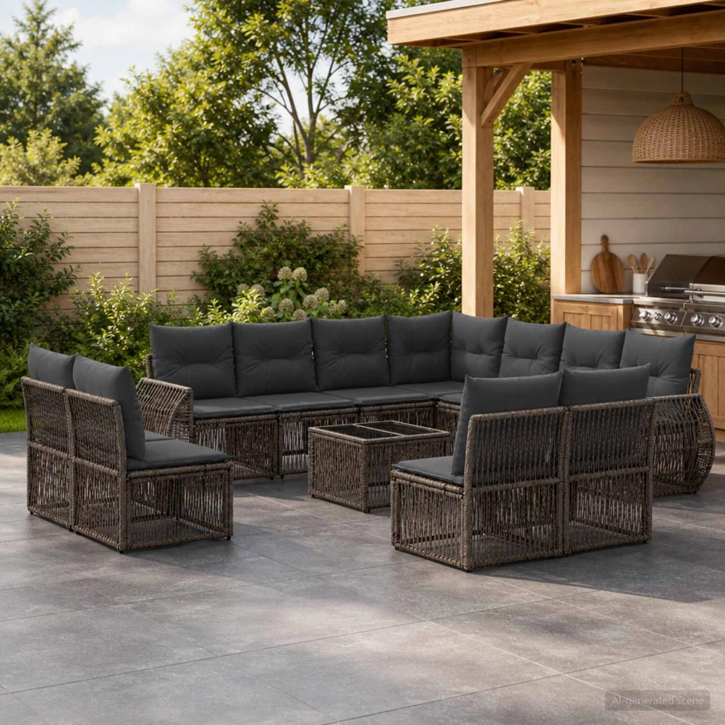 Set Divano da Giardino 12 pz Grigio e Grigio Scuro polyrattan 3435455
