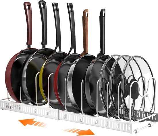 Organizzatore di Pannelli Premium per Cucina - Contenitore di Stoccaggio con 10 Divisori - Adatto per Pannini e Forme da Cottura - Bianco - Organizzatore di Placca Pratico