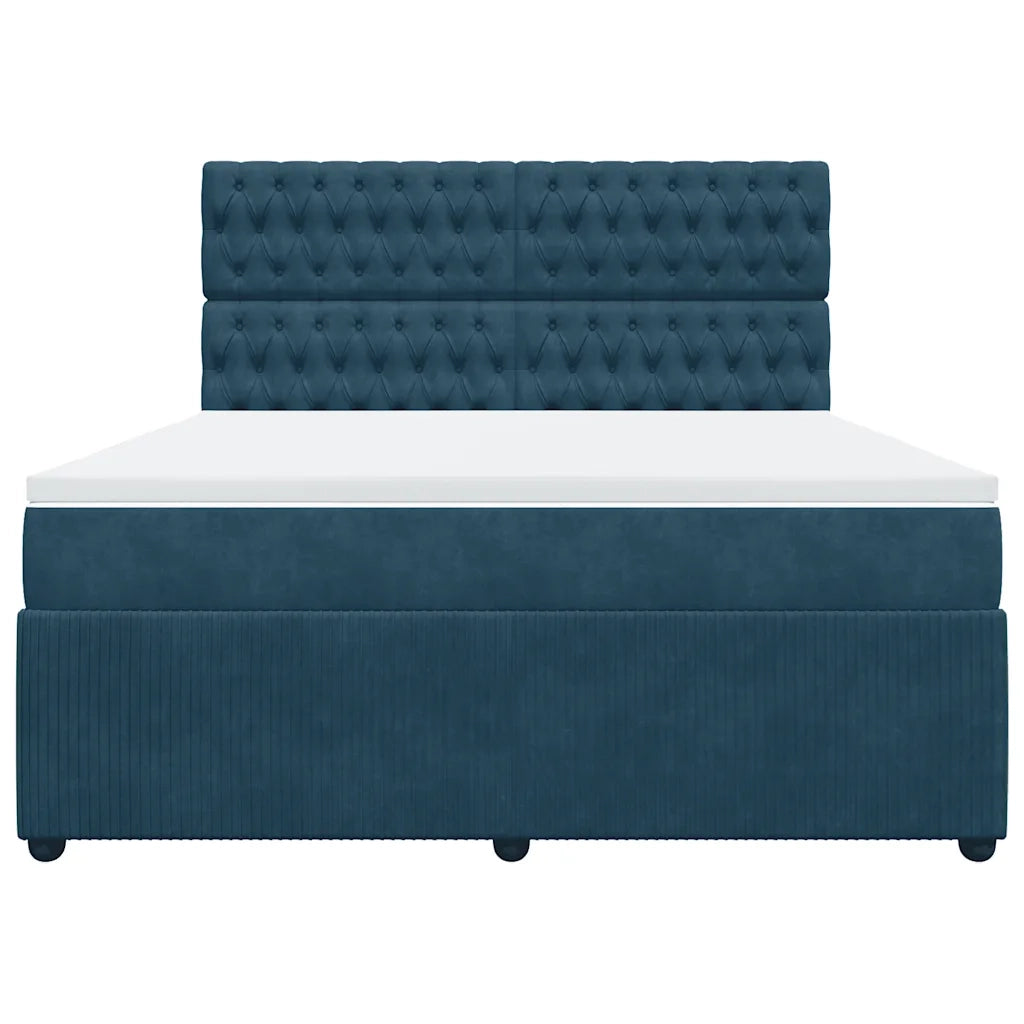 Giroletto a Molle con Materasso Blu Scuro 180x200 cm in Velluto 3292416