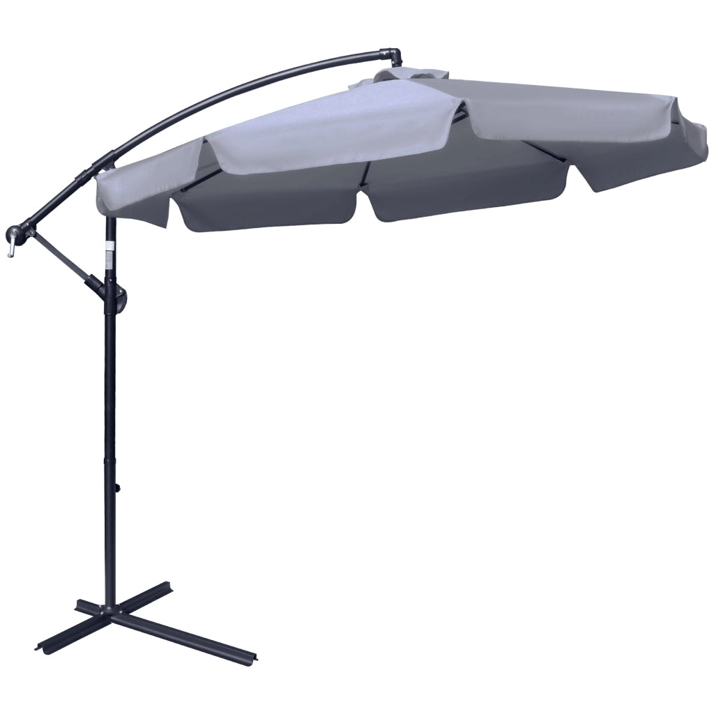 EasyComfort Ombrellone da Giardino 2.7x2.7 m a Braccio in Metallo con Tettuccio in Poliestere Regolabile e Apertura a Manovella, Grigio