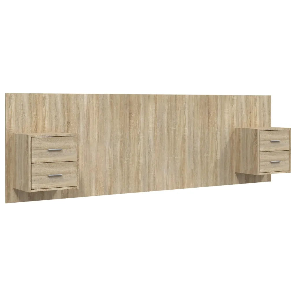 Testiera | Testata Letto con Comodini in Legno Multistrato Rovere Sonoma