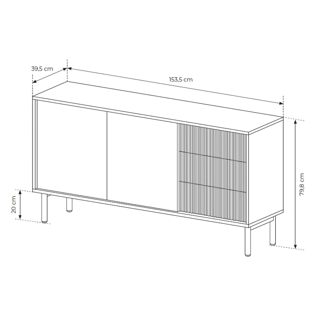 Madia Havazami, Credenza 3 Cassetti, 154x40x80h cm Marrone Rovere