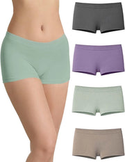 Sottoveste per donna - 4 pezzi - Boxer senza cuciture - Microfibra ipoallergenica - Nodi morbidi - Realizzato con fibre riciclate