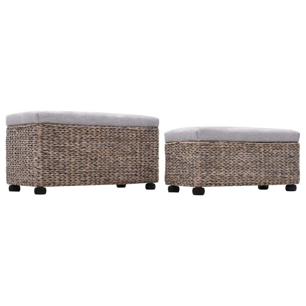 Panca pouf sgabello mobile panca 2 pezzi grigio giacinto d'acqua 3002178