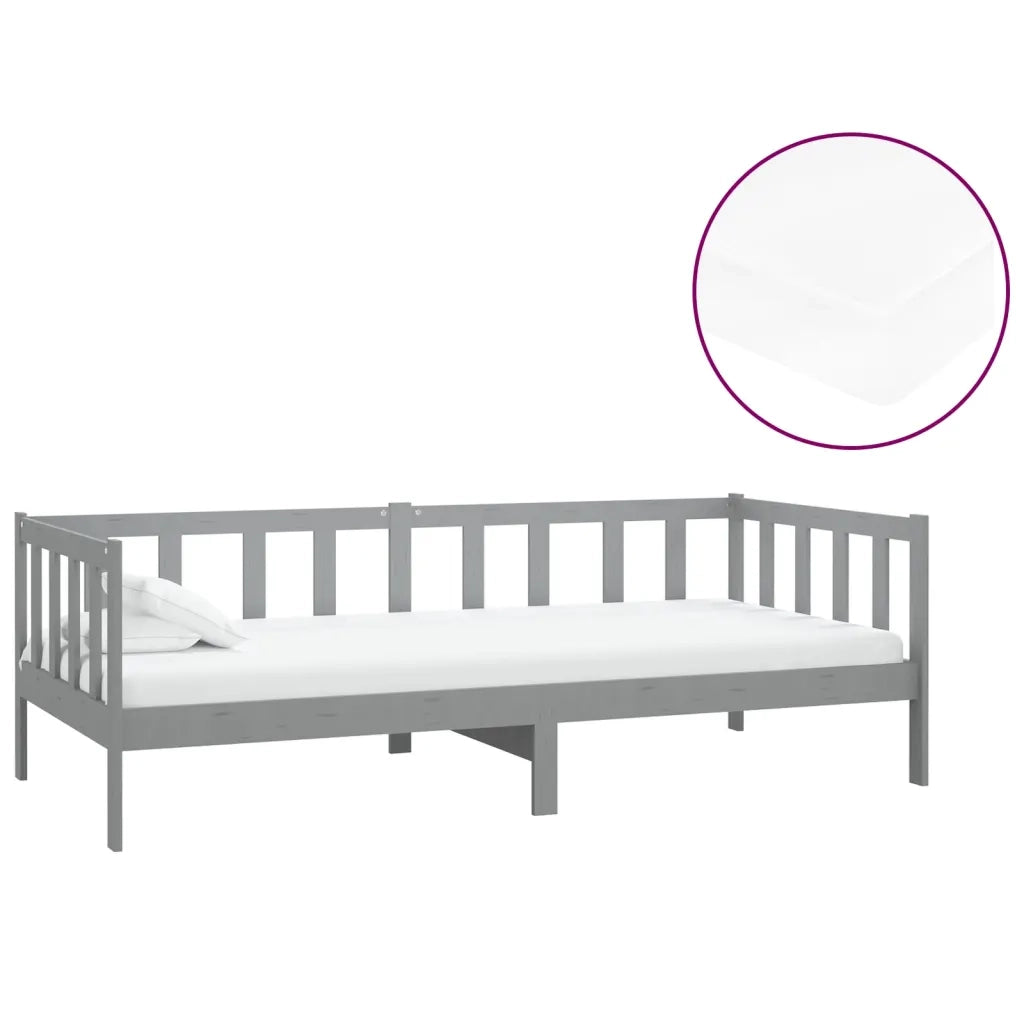 Divano letto | Sof¨¤ letto | Letto singolo con Materasso 90x200 cm Grigio in Legno di Pino