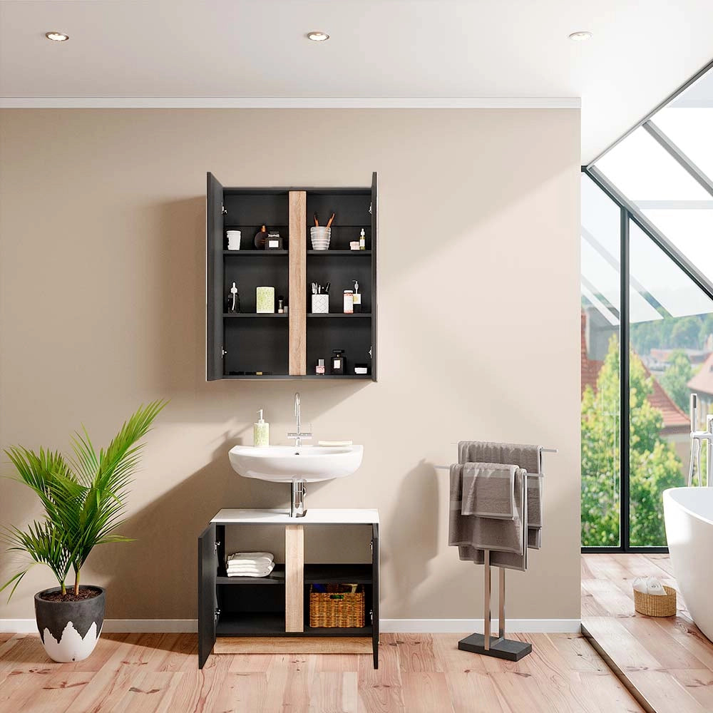 Vicco Set di mobili da bagno Antracite 2 parti