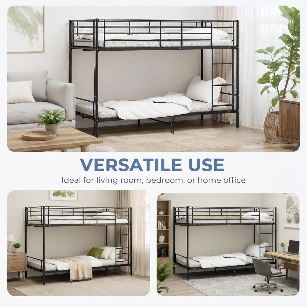Bunk Bed Black Metal 90x200 Cm