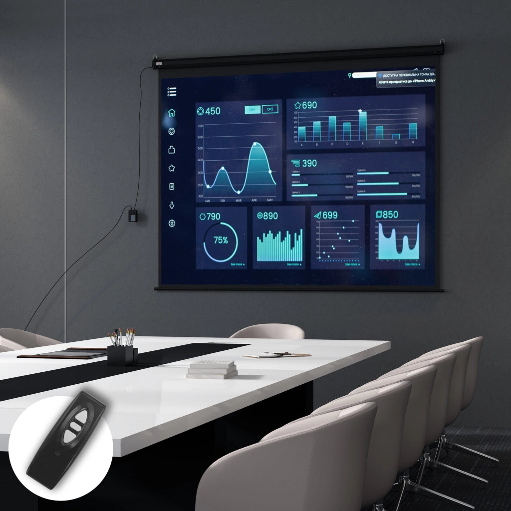 Schermo per Proiettore 120" Formato 4:3 Regolabile con Telecomando, 244x183cm, Nero