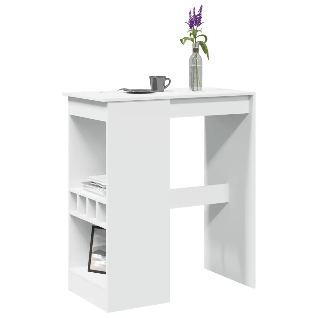 Tavolo Bar con Rastrelliera Bianco 90x47,5x103,5 cm Truciolato 854337