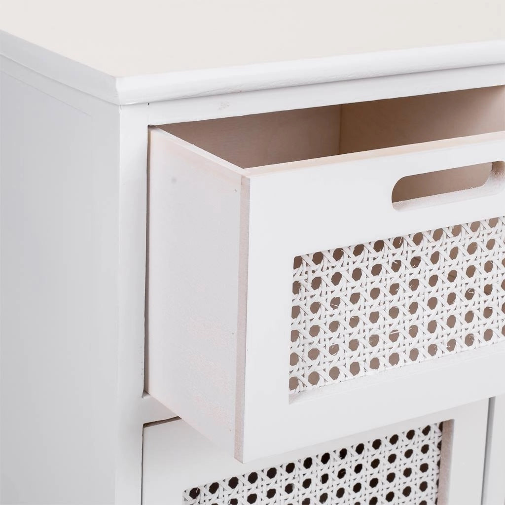 Credenza in legno e rete bianca 113x33x78,5h