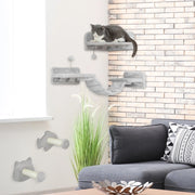 TIRAGRAFFI DA PARETE 4 PEZZI con piattaforme in legno grigio chiaro