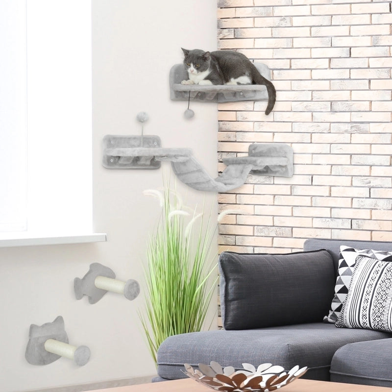 TIRAGRAFFI DA PARETE 4 PEZZI con piattaforme in legno grigio chiaro