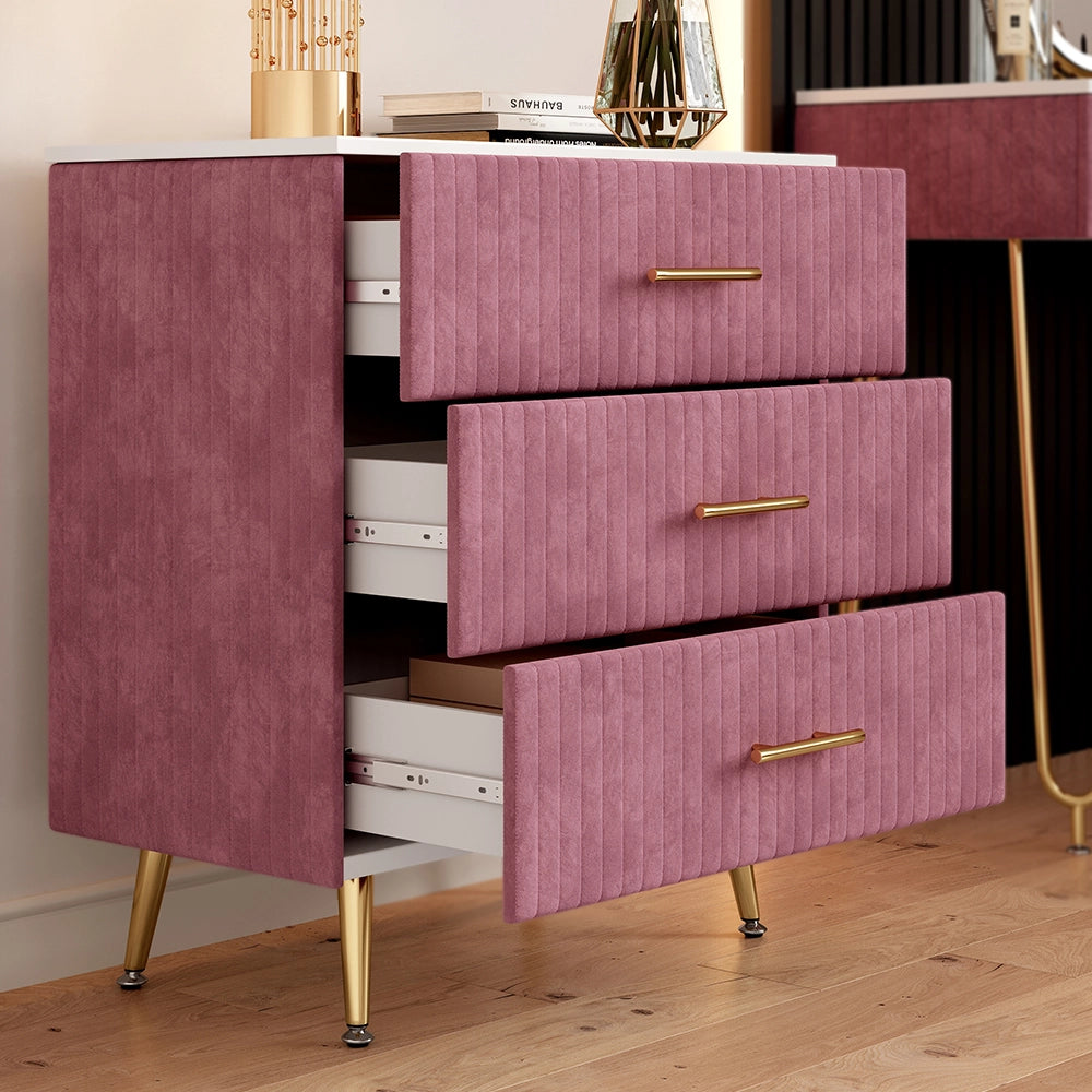 Vicco Cassettiera rosa 70 x 78.5 cm con 3 cassetti