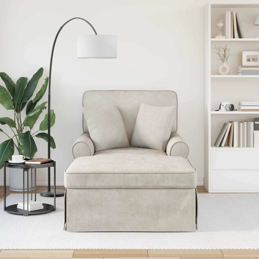 Chaise Longe con Gonna con cuscino Crema 157 x 91 x 91 cm ARES