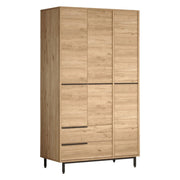 Armadio Camera da Letto Oricola, Guardaroba 3 Ante 5 Ripiani, 112x55 cm Marrone Rovere
