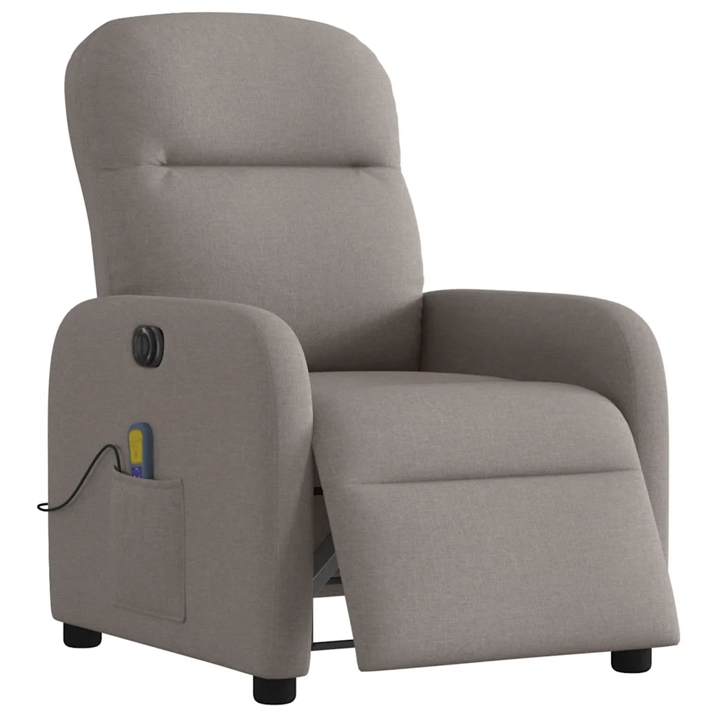 vidaXL Poltrona Massaggiante Reclinabile Elettrica Tortora in Tessuto