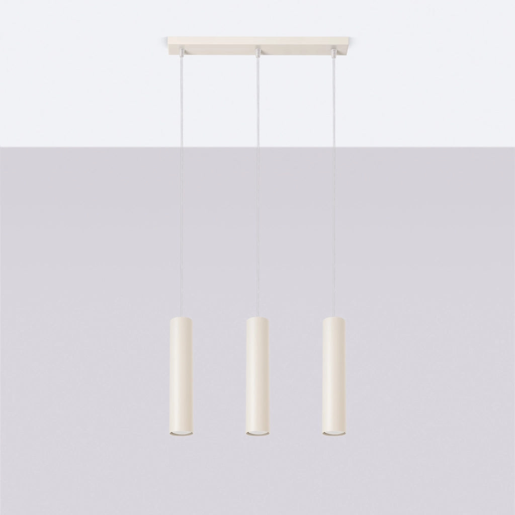Lampada a tubo in acciaio LAGOS a 3 lampadine beige GU10 LED montaggio a parete IP20