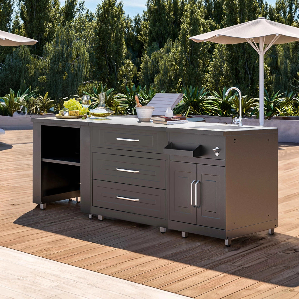 Cucina da esterno a 3 pezzi con lavello