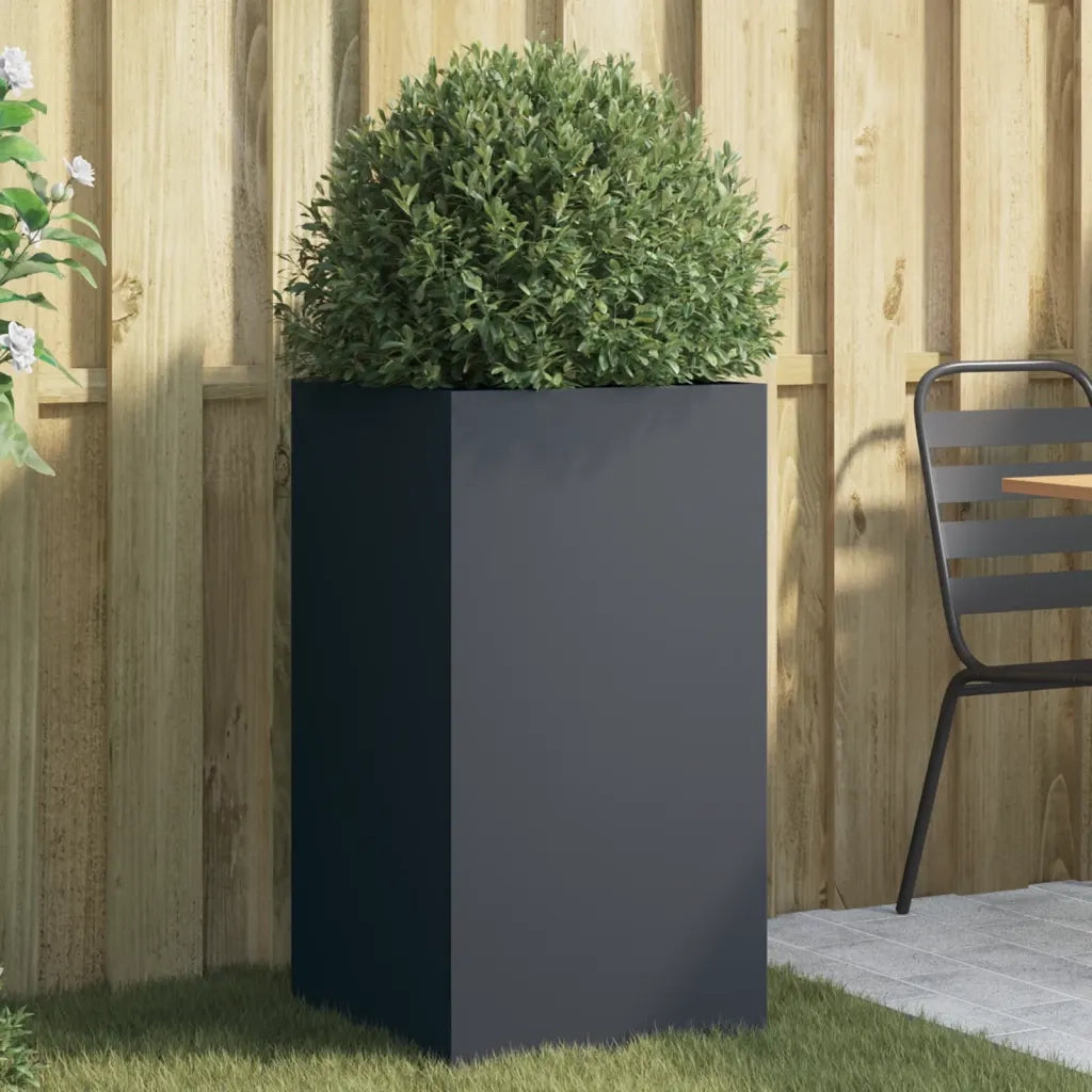 Fioriera-Vaso-Contenitore per Piante Antracite 42x38x75 cm in Acciaio