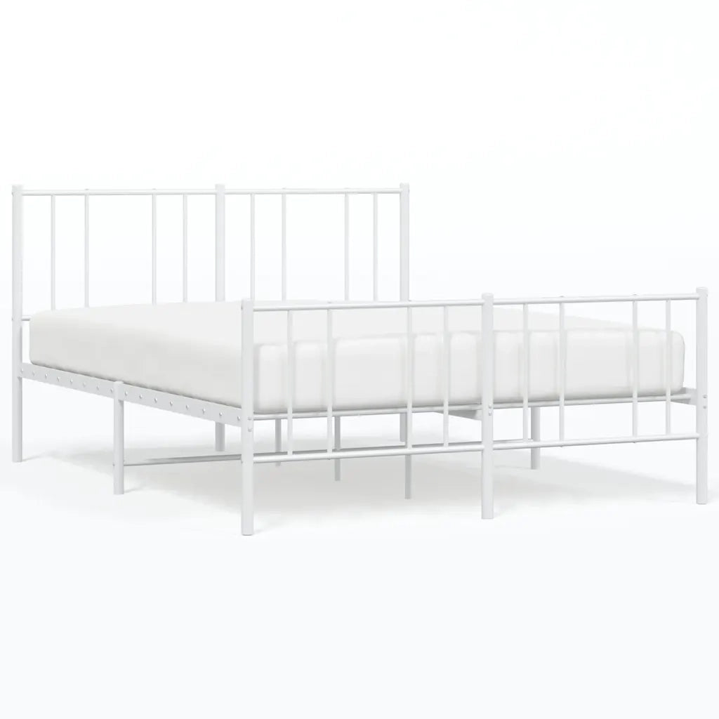 Giroletto con Testiera e Pediera-Struttura Letto Metallo Bianco 150x200 cm 219726