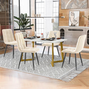 Tavolo da pranzo rettangolare con 4 sedie in velluto stile moderno per cucina e sala da pranzo beige in MDF