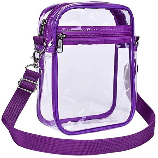 Borsa a Spalla Sostenibile PVC - Borsa a Mano Transparente - Cinturino Regolabile - Interno Ampio - Multifunzionale - Adatta per Concerti - Borsa per Cosmetici