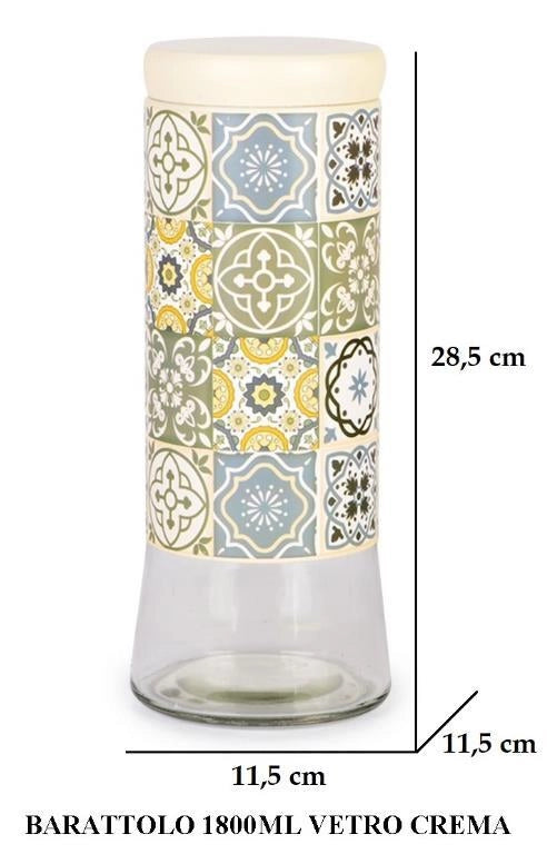 Contenitore Barattolo da Cucina con Tappo Decoro Home Crema 1800 ml