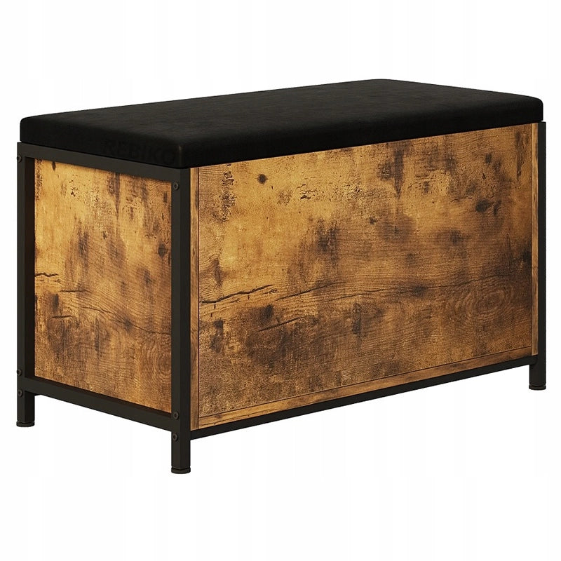 Cassapanca color bronzo per camera da letto, panca con seduta in stile rustico, capiente, 80 cm