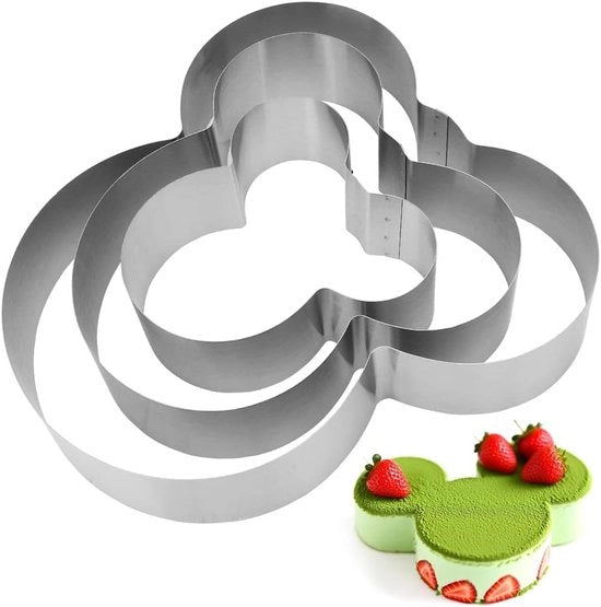 Set di 3 Forme per Torte in Acciaio Inox per Cottura e Decorazione di Torta, Dolci e Fondant per Feste e Compleanni