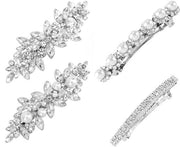 Set di spille per capelli 4 pezzi - Accessori per la pettinatura da sposa - Spille per capelli con cristalli - Clip per capelli in argento - Accessorio di moda - Regalo perfetto