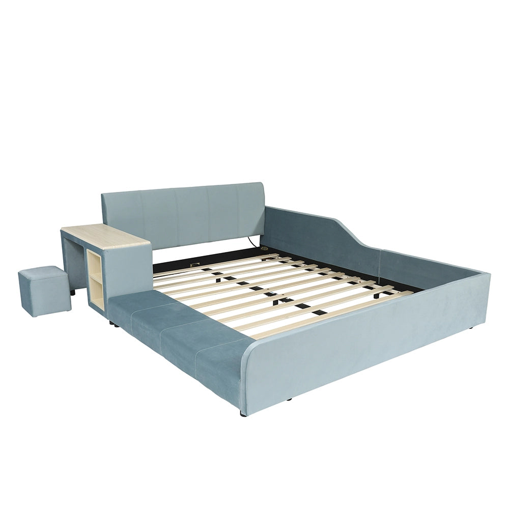 Letto bambini - Xylo - 140x200 cm scrivania blu