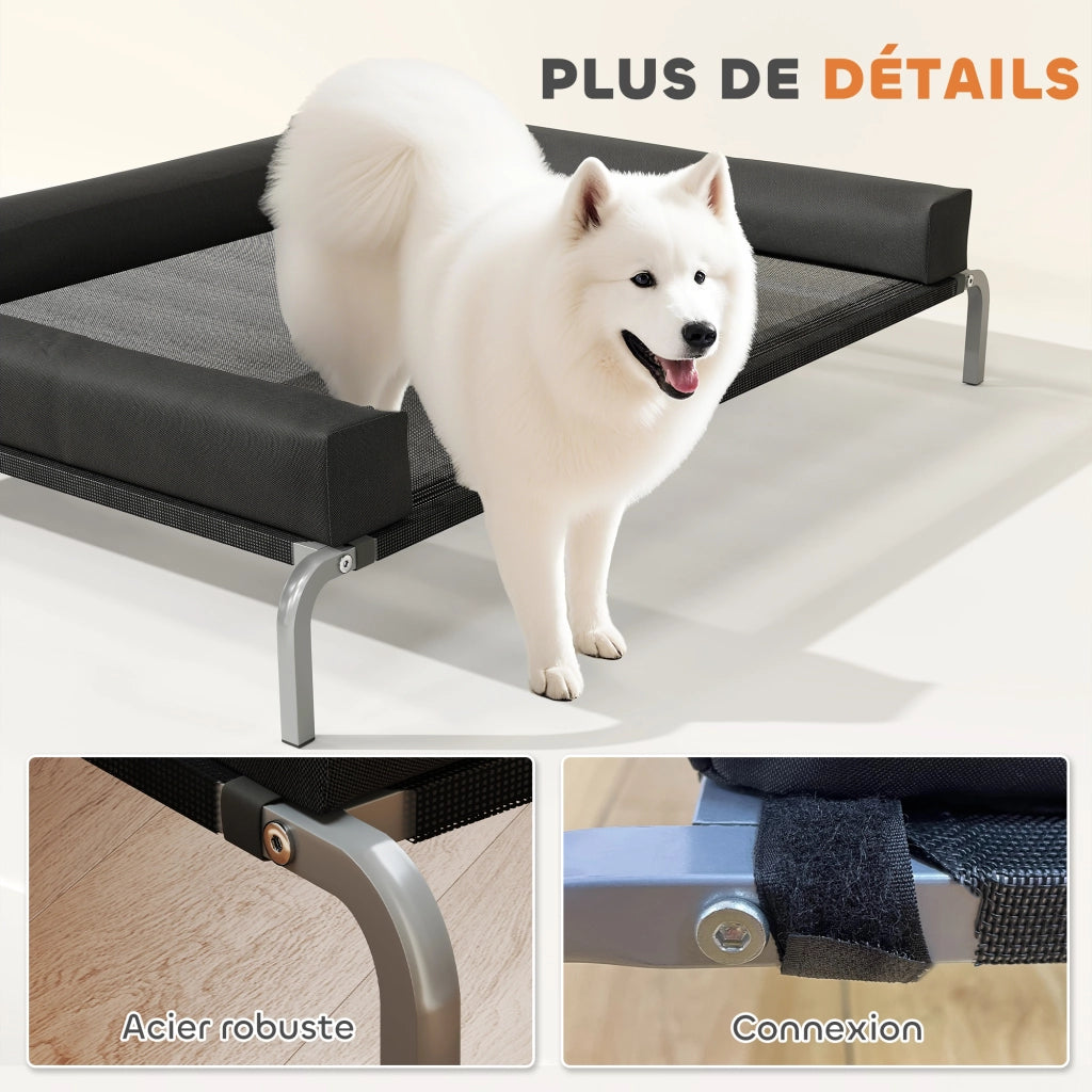 Letto per cani rialzato portatile interno esterno ¨C Minimal ¨C 130x90x30 cm nero