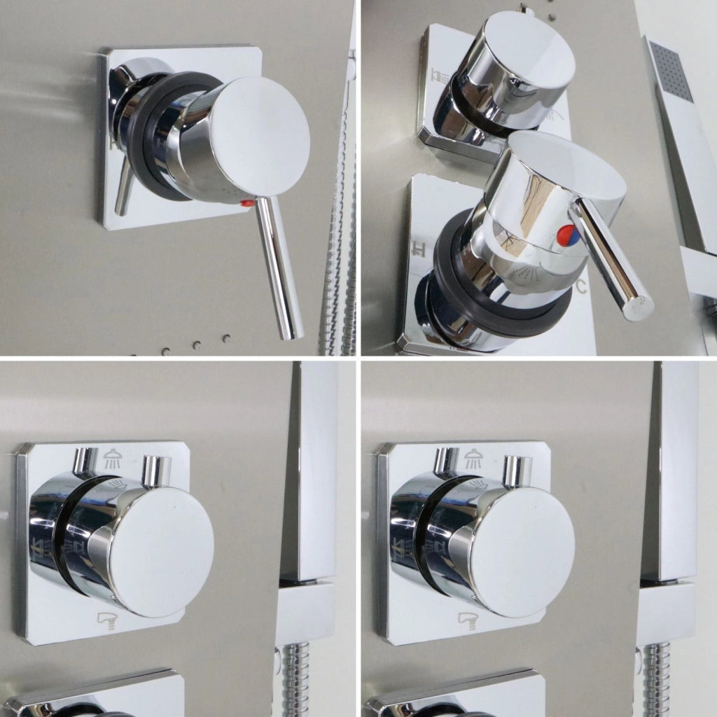Em colonna doccia jungle acciaio inox spazzolata 4 funzioni con cascata doccetta miscelatore acqua calda fredda