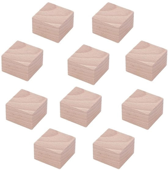 Set di timbri in legno da 10 pezzi - Dimensioni 30,5 x 30,5 mm - Legno duraturo - Per progetti di fai-da-te - Struttura robusta - Blocco da timbro