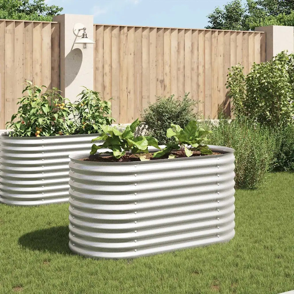 Letto Rialzato Giardino 160x80x81 cm in Acciaio Zincato Argento 45514