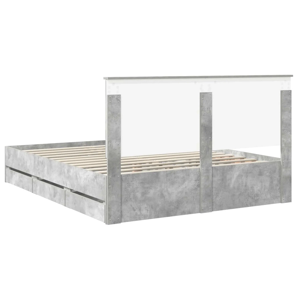 Struttura del letto con cassetto Grigio cemento 160 x 200 cm