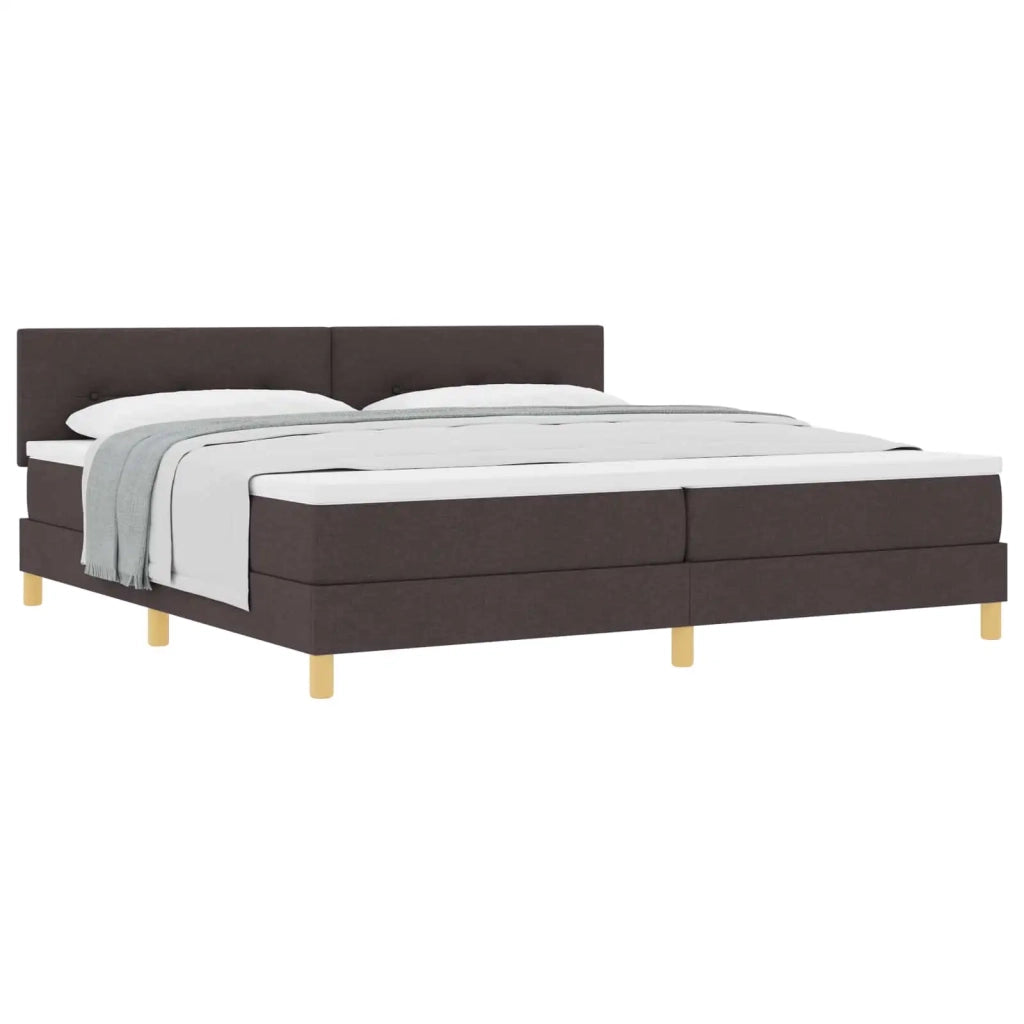 Letto a molle con cuscino Marrone Scuro 200 x 200 cm Tessuto 3338947