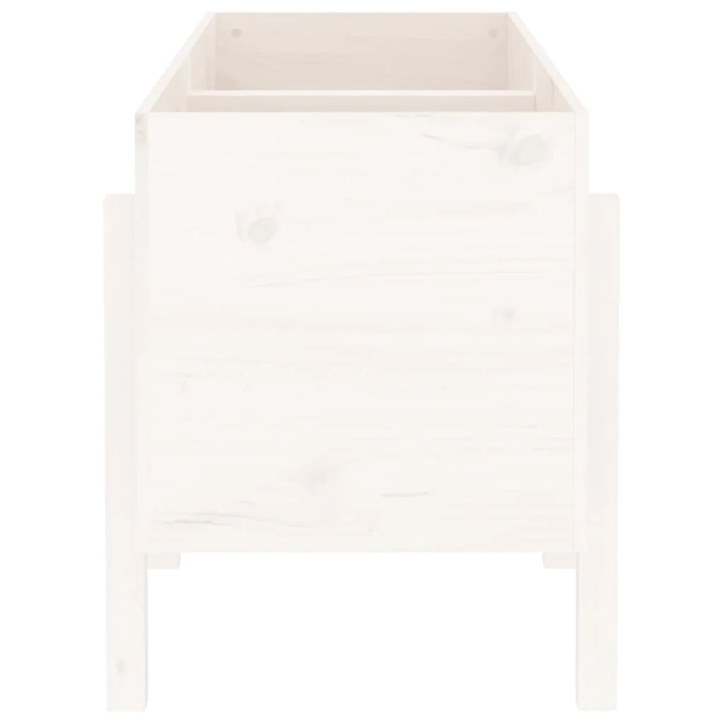 Fioriera rialzata per piante e fiori adatta a terrazze e giardini 121 x 50 x 57 cm legno di pino massiccio bianco 02_0039356