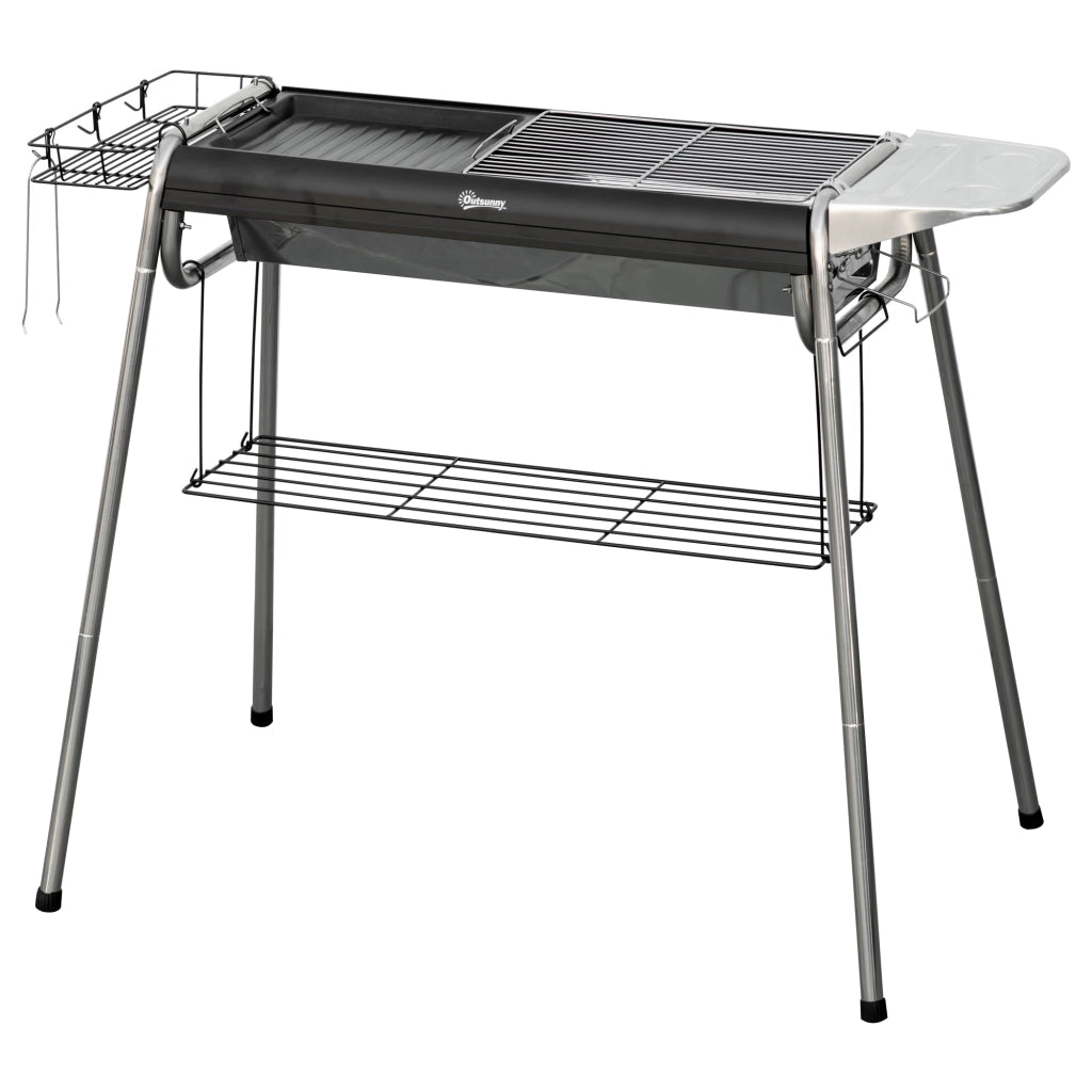 Barbecue a Carbonella con Griglia e Piastra ¨C zephmum ¨C Nero 107x63x75cm