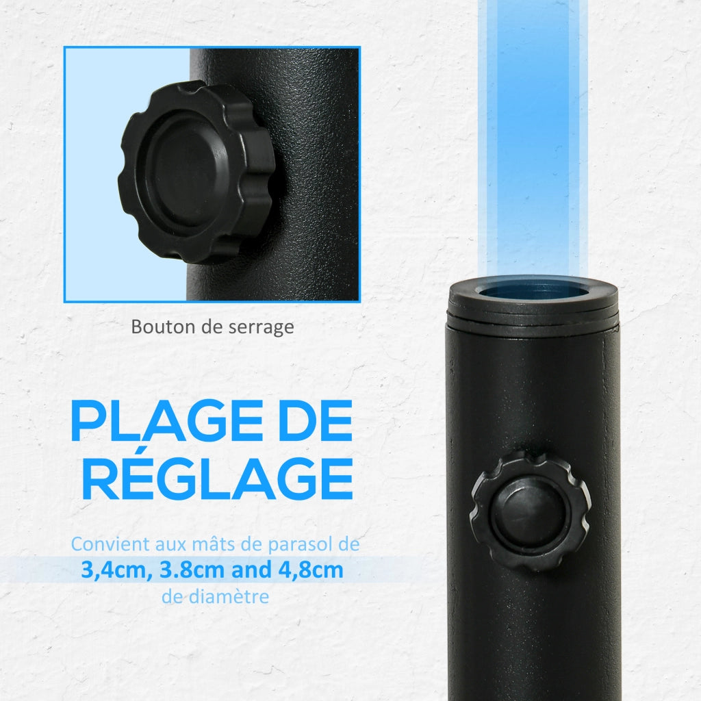 Piede Parasol Regolabile in Metallo ¨C zephmum ¨C Nero per ? 34, 38, 48 mm