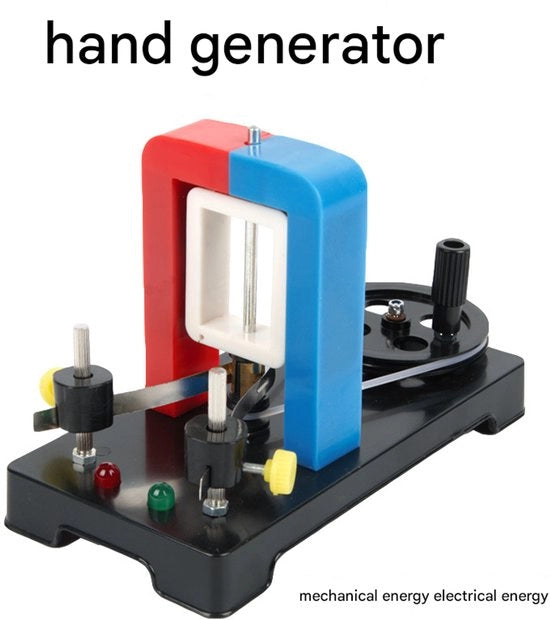 Generator manuale a mano con motore elettrico, adatta per esperimenti scientifici, kit di assemblaggio per motore elettrico, ausilio per l'insegnamento di fisica, generatore portatile di emergenza, ideale per laboratori scolastici e progetti di fai-da-te.