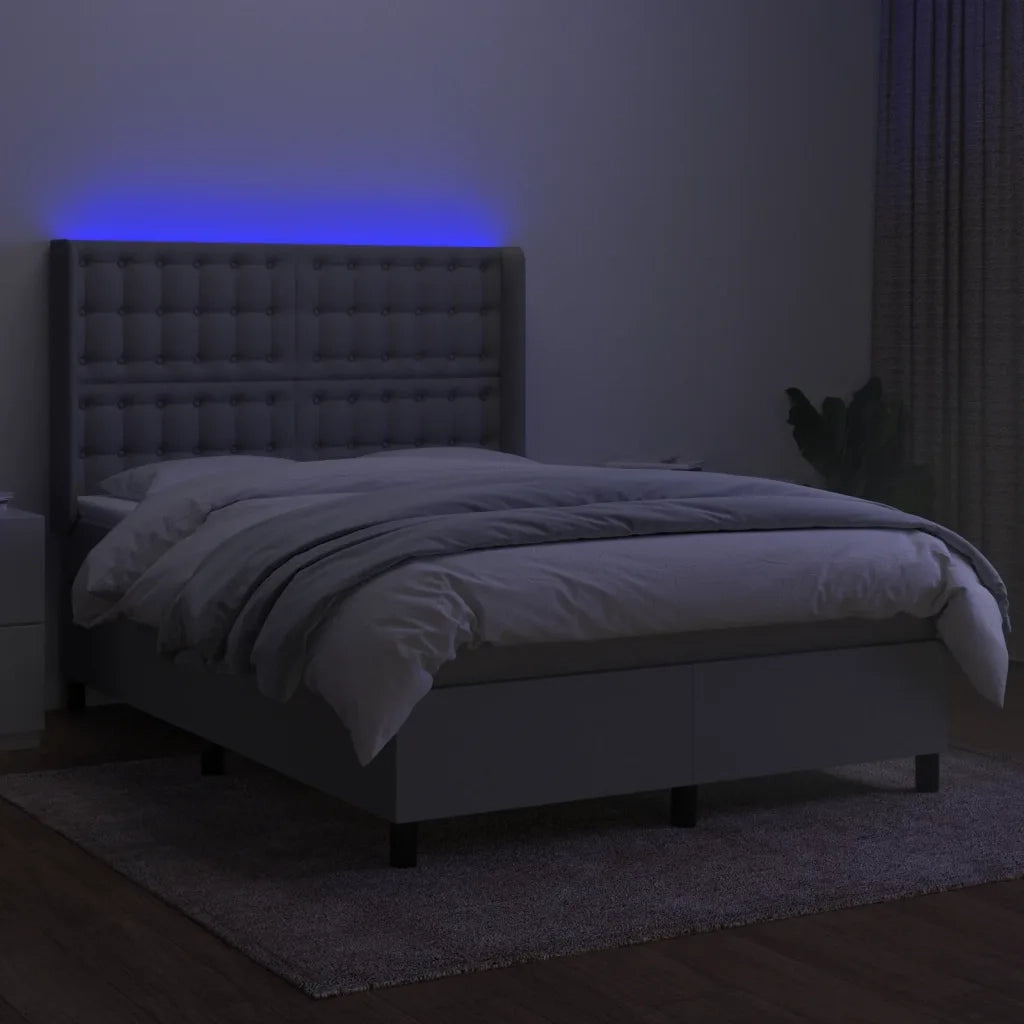 Letto a Molle Materasso e LED Grigio Chiaro 140x190 cm Tessuto 3138629