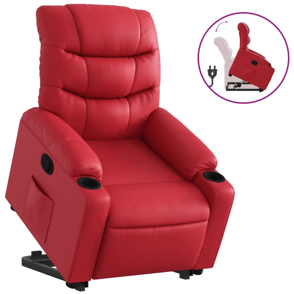 Poltrona Alzapersona Reclinabile Rosso in Similpelle 3206604