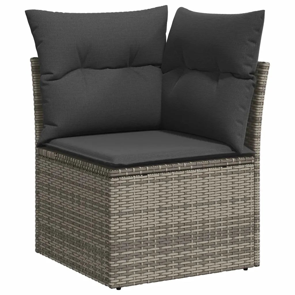 Set Divano da Giardino con cuscino 11 pcs Grigio e Marrone