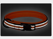 Collare nylon riflettente con chiusura di sicurezza per cani piccoli, medi e grandi (adattabile L con collo 50-65cm colore arancione)