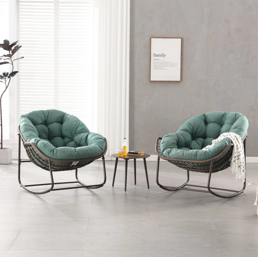 Sedia a dondolo oversize a forma di uovo 78x106x90 cm; verde